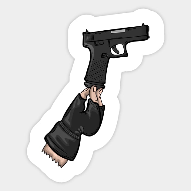 italian pistol joke Sticker by Scrapyardigan